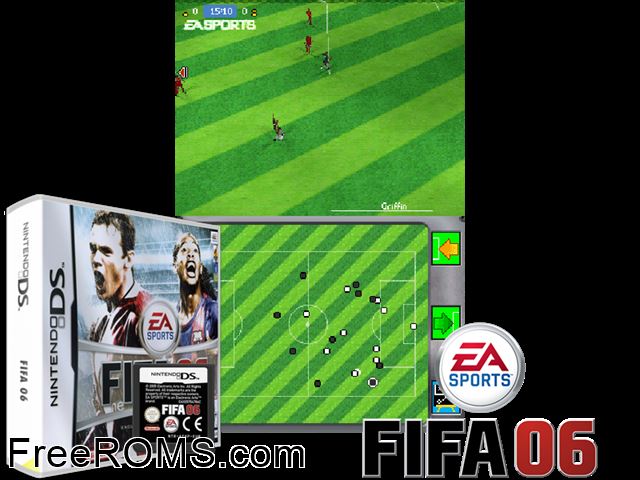 FIFA 06 Europe NDS game showing 3D box cover and gameplay screenshot