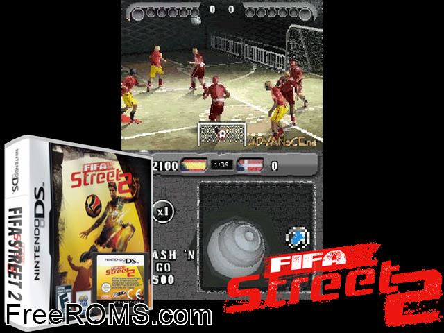 FIFA Street 2 NDS game showing 3D box cover and gameplay screenshot
