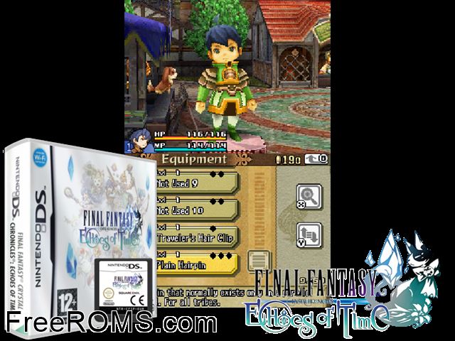 Final Fantasy Crystal Chronicles - Echoes of Time Europe NDS game showing 3D box cover and gameplay screenshot