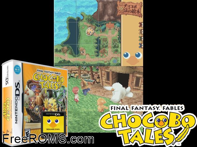 Final Fantasy Fables - Chocobo Tales NDS game showing 3D box cover and gameplay screenshot