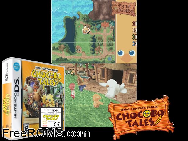 Final Fantasy Fables - Chocobo Tales Europe NDS game showing 3D box cover and gameplay screenshot