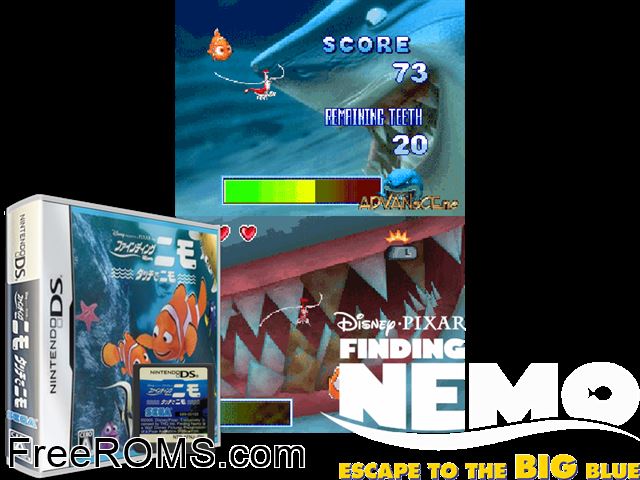 Finding Nemo - Touch de Nemo Japan NDS game showing 3D box cover and gameplay screenshot