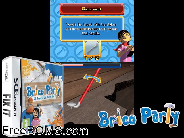 Fix It Europe NDS game showing 3D box cover and gameplay screenshot
