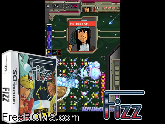 Fizz Europe NDS game showing 3D box cover and gameplay screenshot