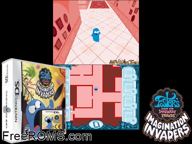 Fosters Home for Imaginary Friends - Imagination Invaders NDS game showing 3D box cover and gameplay screenshot