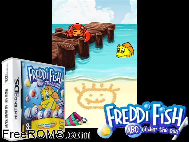 Freddi Fish - ABC Under the Sea Europe NDS game showing 3D box cover and gameplay screenshot
