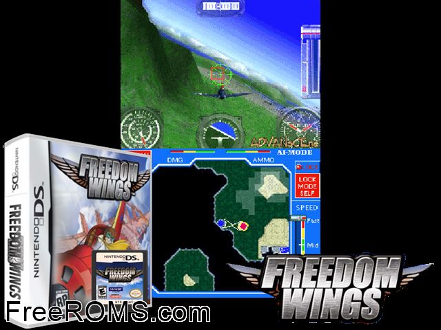 Freedom Wings Europe NDS game showing 3D box cover and gameplay screenshot