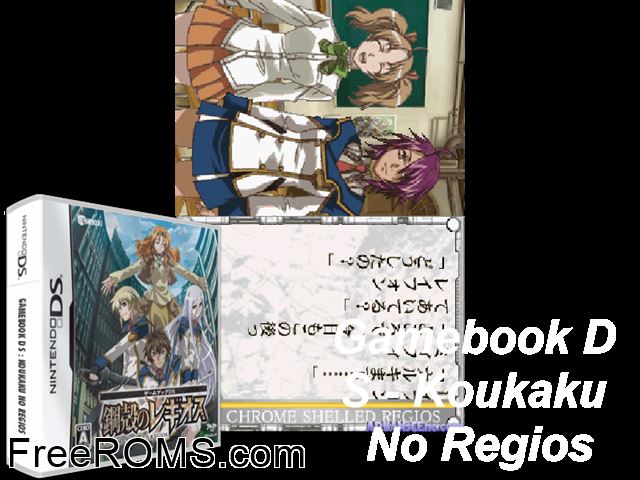 Gamebook DS - Koukaku no Regios Japan NDS game showing 3D box cover and gameplay screenshot
