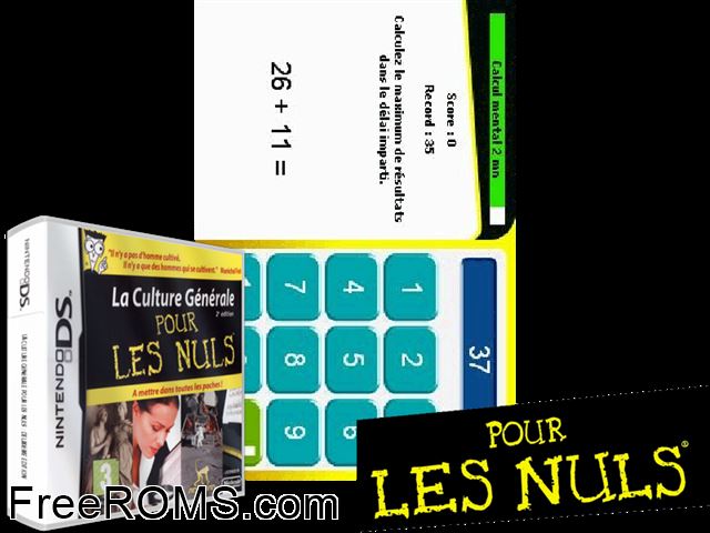 General Knowledge for Dummies Europe NDS game showing 3D box cover and gameplay screenshot