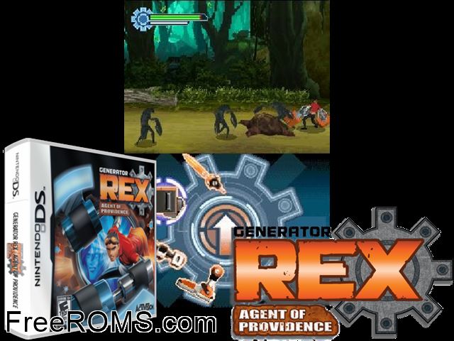 Generator Rex - Agent of Providence NDS game showing 3D box cover and gameplay screenshot