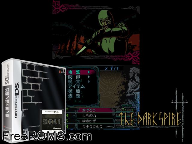 Genmu no Tou to Tsurugi no Okite Japan NDS game showing 3D box cover and gameplay screenshot