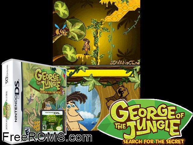George of the Jungle Europe NDS game showing 3D box cover and gameplay screenshot