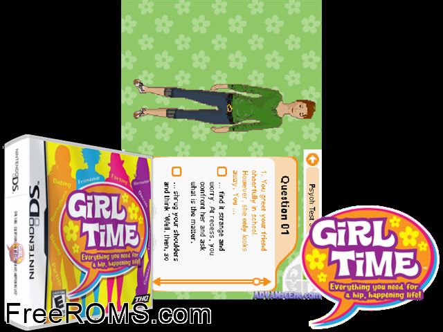 Girl Time - Everything You Need for a Hip, Happening Life! NDS game showing 3D box cover and gameplay screenshot