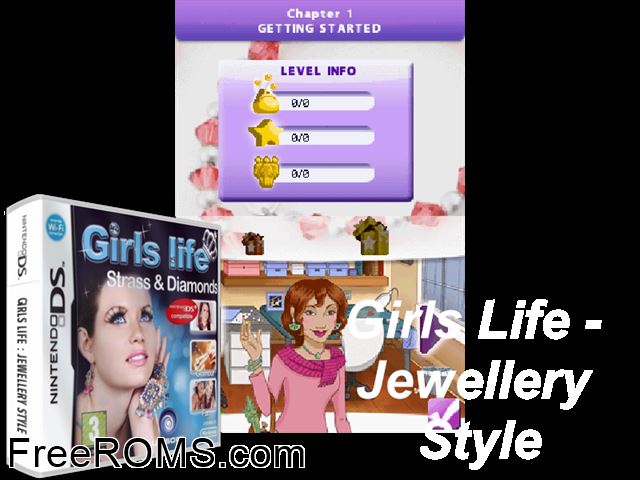 Girls Life - Jewellery Style Europe NDS game showing 3D box cover and gameplay screenshot