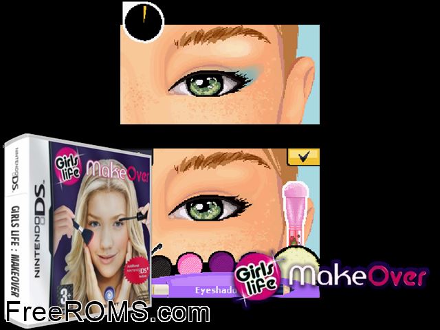 Girls Life - Makeover Europe NDS game showing 3D box cover and gameplay screenshot