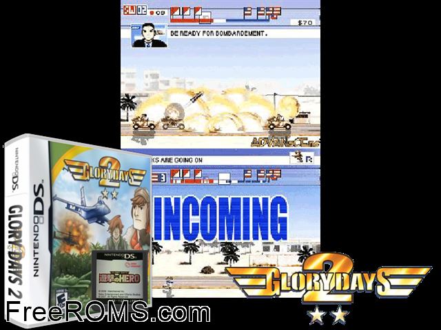 Glory Days 2 Europe NDS game showing 3D box cover and gameplay screenshot