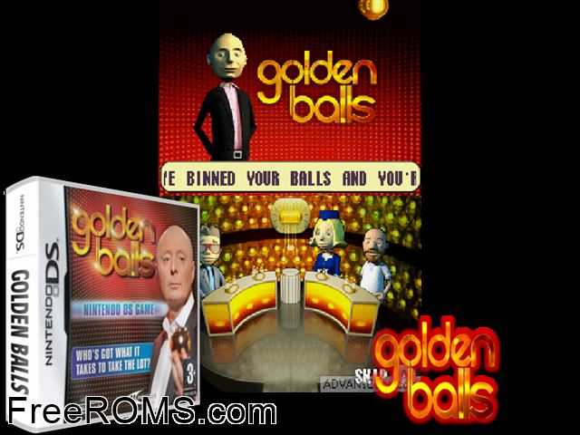 Golden Balls Europe NDS game showing 3D box cover and gameplay screenshot