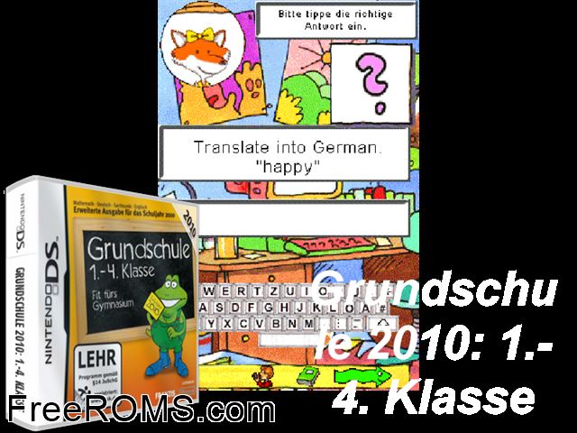 Grundschule 1.-4. Klasse - Fit fuers Gymnasium 2010 Germany NDS game showing 3D box cover and gameplay screenshot