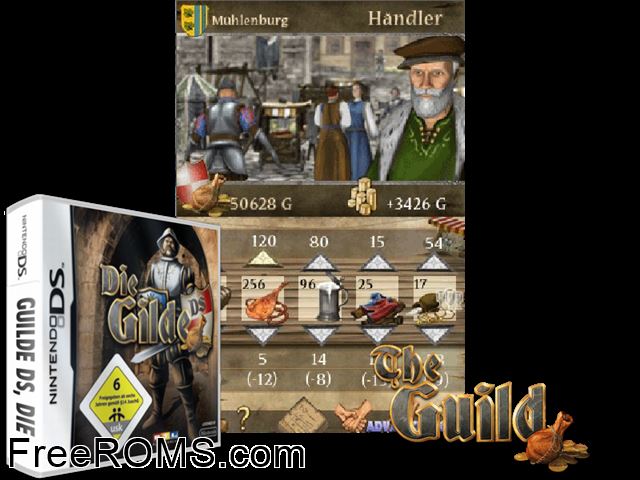 Guild DS, The Europe NDS game showing 3D box cover and gameplay screenshot