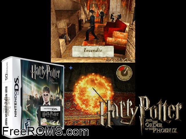 Harry Potter and the Order of the Phoenix Europe NDS game showing 3D box cover and gameplay screenshot