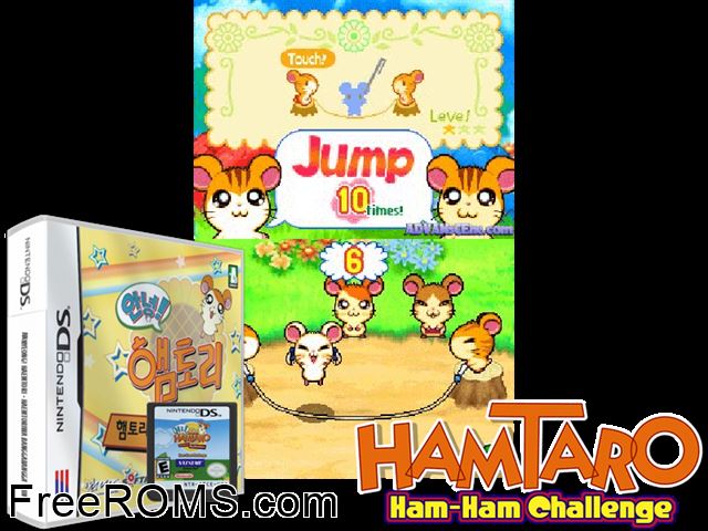 Hi! Hamtori - Hamtori and Friends NDS game showing 3D box cover and gameplay screenshot