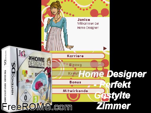 Home Designer - Perfekt Gestylte Zimmer NDS game showing 3D box cover and gameplay screenshot