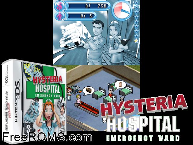 Hysteria Hospital - Emergency Ward NDS game showing 3D box cover and gameplay screenshot