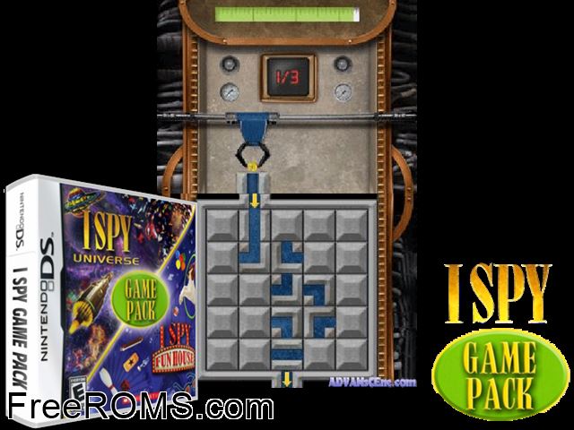 I SPY Game Pack NDS game showing 3D box cover and gameplay screenshot