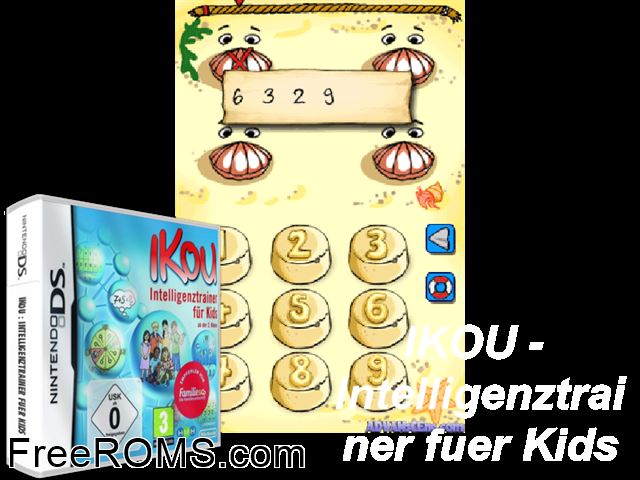 IKOU - Intelligenztrainer fuer Kids Germany NDS game showing 3D box cover and gameplay screenshot
