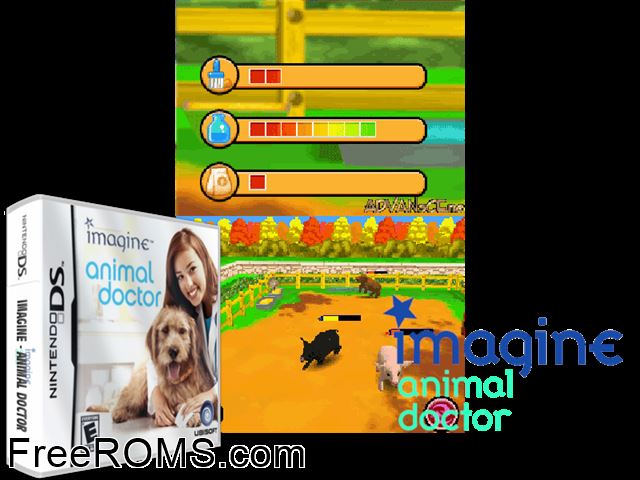 Imagine - Animal Doctor NDS game showing 3D box cover and gameplay screenshot
