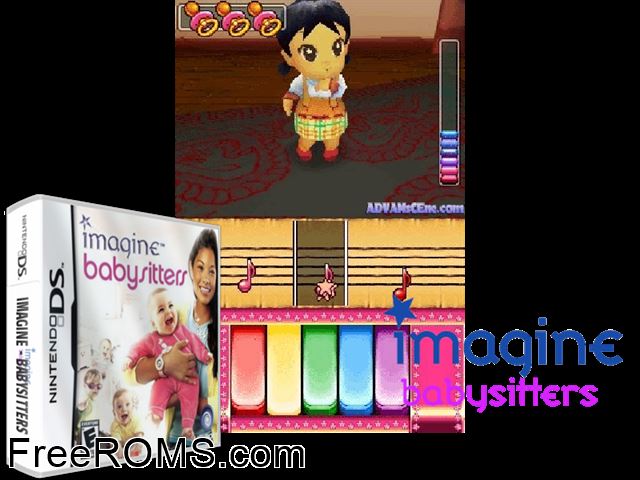 Imagine - Babysitters NDS game showing 3D box cover and gameplay screenshot