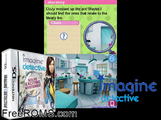Imagine - Detective NDS game showing 3D box cover and gameplay screenshot