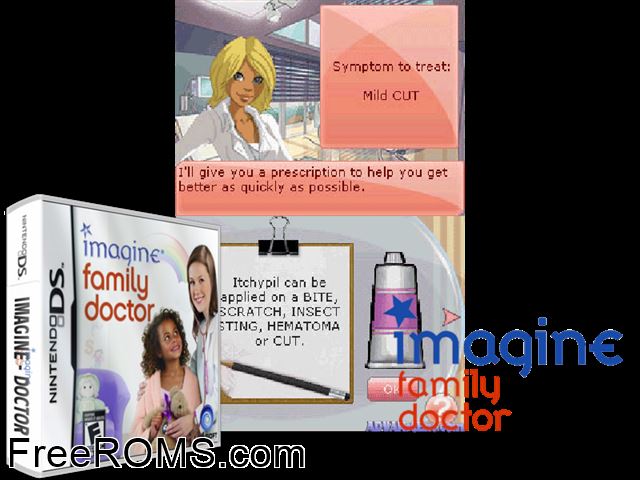 Imagine - Doctor Europe NDS game showing 3D box cover and gameplay screenshot