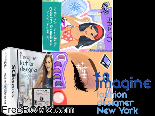 Imagine - Fashion Designer New York NDS game showing 3D box cover and gameplay screenshot