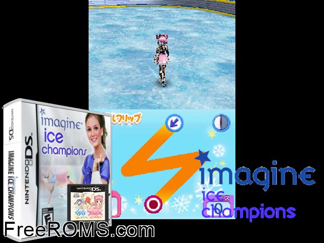Imagine - Ice Champions NDS game showing 3D box cover and gameplay screenshot