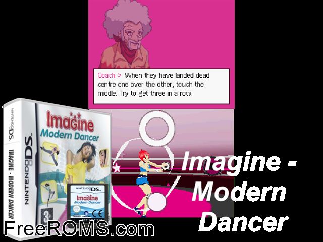 Imagine - Modern Dancer Europe NDS game showing 3D box cover and gameplay screenshot