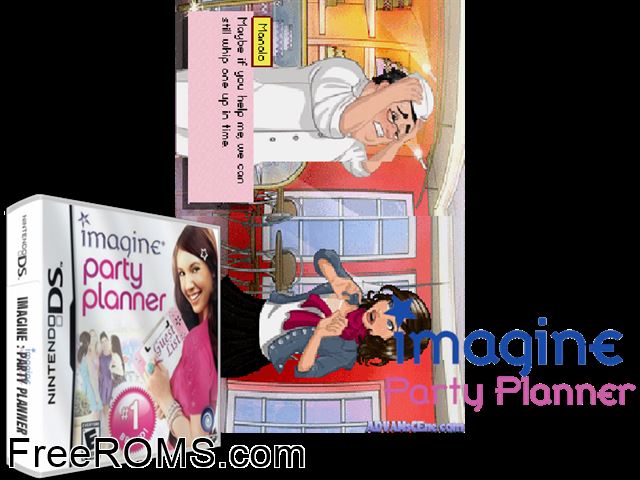 Imagine - Party Planner Europe NDS game showing 3D box cover and gameplay screenshot
