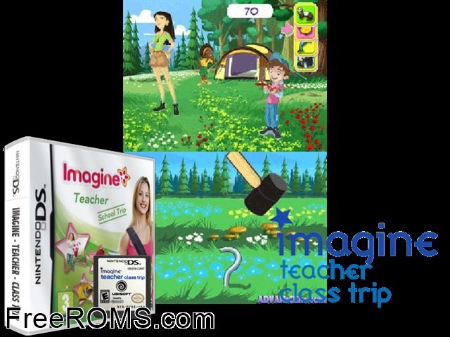 Imagine - Teacher - School Trip Europe NDS game showing 3D box cover and gameplay screenshot