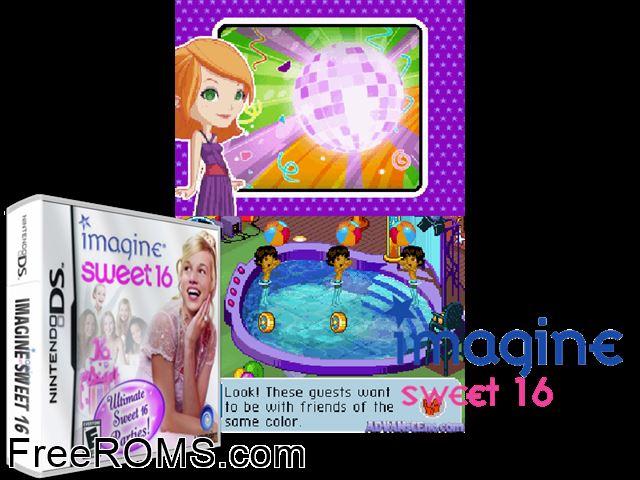 Imagine Sweet 16 NDS game showing 3D box cover and gameplay screenshot