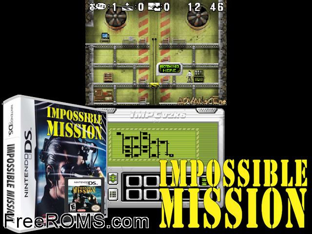 Impossible Mission Europe NDS game showing 3D box cover and gameplay screenshot
