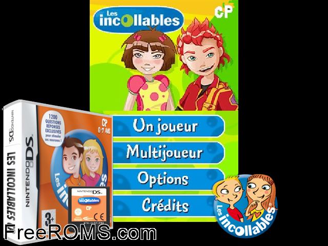 Incollables CP 6-7 Ans, Les France NDS game showing 3D box cover and gameplay screenshot