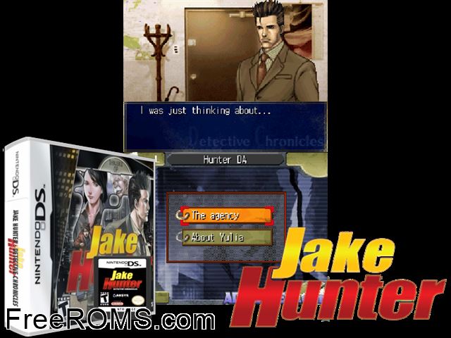 Jake Hunter - Detective Chronicles NDS game showing 3D box cover and gameplay screenshot
