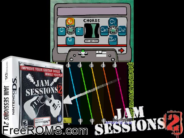 Jam Sessions 2 NDS game showing 3D box cover and gameplay screenshot