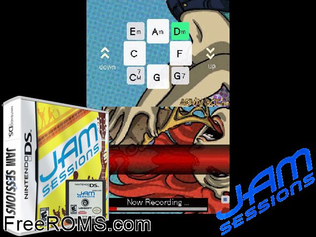 Jam Sessions Europe NDS game showing 3D box cover and gameplay screenshot