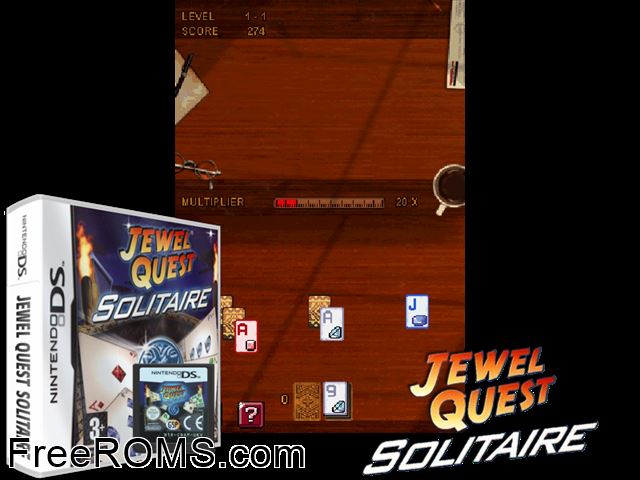 Jewel Quest - Solitaire France NDS game showing 3D box cover and gameplay screenshot