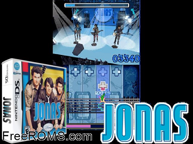 Jonas Europe NDS game showing 3D box cover and gameplay screenshot