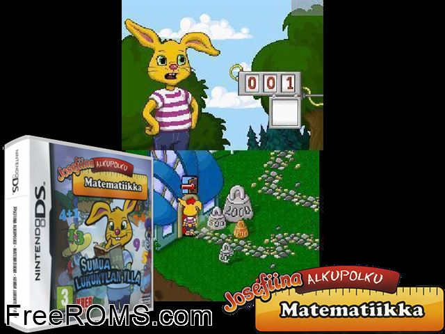 Josefiina Alkupolku Matematiikka Sumua Lukukylan Ylla Europe NDS game showing 3D box cover and gameplay screenshot