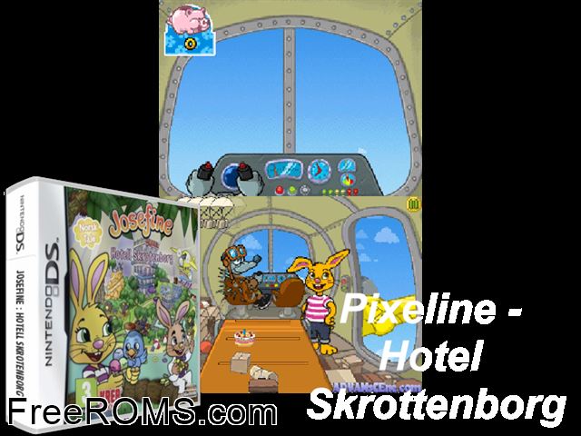Josefine - Hotell Skrotenborg Europe NDS game showing 3D box cover and gameplay screenshot