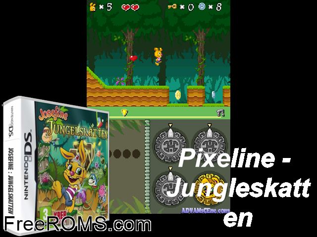 Josefine - Jungelskatten Europe NDS game showing 3D box cover and gameplay screenshot