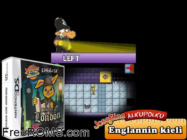 Josefine Skolehjelp - Engelsk - Mystery in London Europe NDS game showing 3D box cover and gameplay screenshot